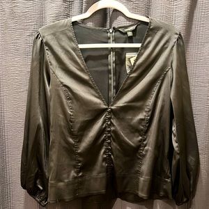 Satin V Neck Blouse NWT Express Sz L